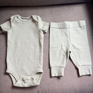 Carter's Cream Ribbed Bodysuit and Pants Set